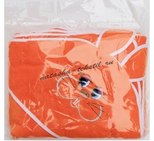 Махровое полотенце детское с вышивкой Уголок с длинными ушками Зайка вид 40 настурция