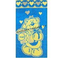 Полотенце махровое жаккардовое пестротканое Влюбленчик мишка 3928