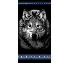 Полотенце махровое жаккардовое пестротканое Волк 4124