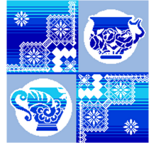 Салфетка пестротканая Гжель-чашка 3618