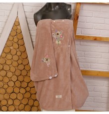 Набор сауна микрофибра женская+тюрбан Букет 98-723 №4