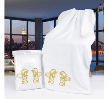 Махровое полотенце Крестильное Ангелочки Y-159 вид 2 золото