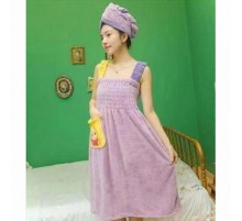 Набор - сауна микрофибра женский, сарафан, чалма 966-4 в ассортименте маленький