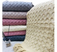 Хлопковое покрывало Вафелька с бахромой