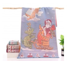 Полотенце хлопок Дед мороз на сонях 7008