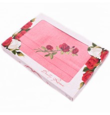 Набор полотенце махровое "Роза" в коробке 1Л (НЕКОНДИЦИЯ, без маркировки, остаток 1 шт)