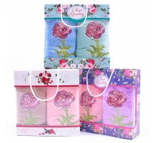 Набор полотенец из микрофибры Веточка розы 301 в сумочке Р+Р остаток 1 штука