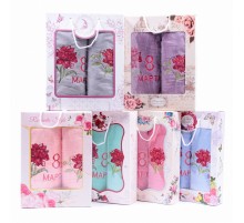 Набор полотенец из микрофибры Георгина на 8 Марта А-В-С-F-179 в коробке Б+Л остаток 5шт.