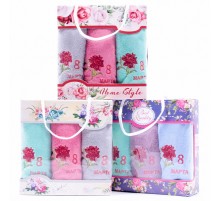 Салфетка микрофибра Георгина на 8 Марта 6 штук F-179 в сумочке