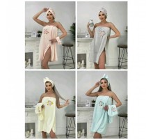 Набор 3-х предметный - сауна микрофибра женский, чалма, повязка B-Y20 в ассортименте