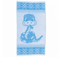 Полотенце махровое жаккардовое пестротканое Маленькая змейка 7616 вид яркая бирюза 420