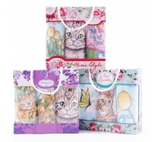 Набор полотенец из микрофибры Котики 2102 Р, 2103 МР в сумочке МР+МР+МР