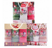 Набор махровых полотенец Новогодний щенок WR37 в сумочке МР+МР+МР