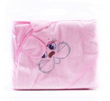 Полотенце махровое детское с вышивкой Уголок с длинными ушками, вид 92 нежно-розовый, зайка