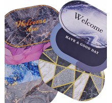 Коврик для прихожей на резиновой основе Мрамор овальный