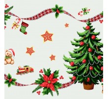 Салфетка-дорожка на стол хлопковая Новогодняя ностальгия 29389-1 тк