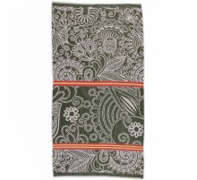 Полотенце махровое пестротканое жаккардовое В окружении чудес 7987 зеленый-беж