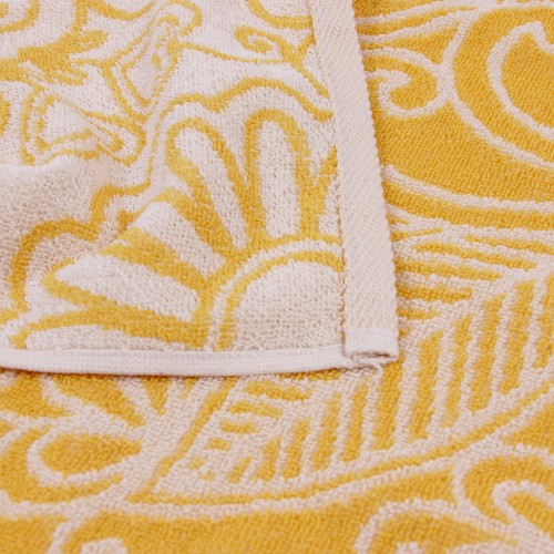 Полотенце махровое пестротканое жаккардовое В ожидании чудес-2 7988 желтый-беж