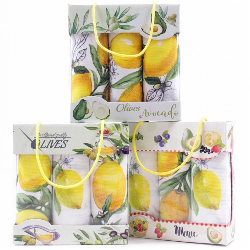 Набор полотенец рогожка 40х75 см в коробке 3 штуки 13485-1 ад