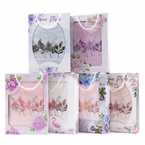 Набор махровых полотенец В-9196 в коробке Л