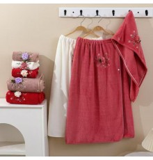 Набор 2-х предметный сауна микрофибра женская + чалма  16015  в ассортименте