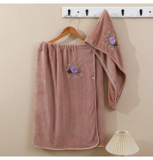 Набор 2-х предметный сауна микрофибра женская + чалма  16015 №2