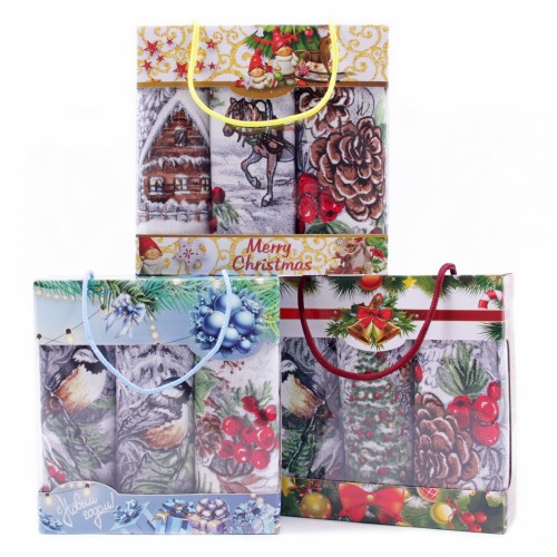 Набор полотенец рогожка Купон 50х63 см 3 штуки в сумочке 13409-1 ад из Иваново