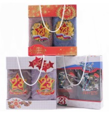 Набор полотенец из микрофибры М160 в сумочке 23 февраля  Р+Р