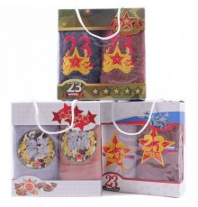 Набор полотенец из микрофибры М161 в сумочке 23 февраля Р+Р