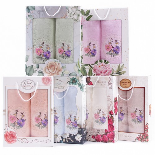 Набор полотенец микрофибра 98-1032 98-1033 в коробке Б+Л из Иваново