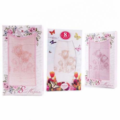 Набор полотенец махровых 2204651 в шоколадке 8 марта Р из Иваново