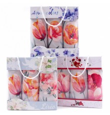 Набор полотенец рогожка 40х75 см в коробке 3 штуки 1360-1П рд