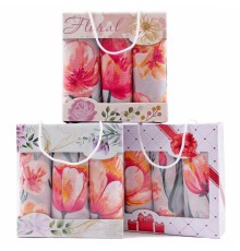 Набор полотенец рогожка 40х75 см в коробке 3 штуки 1360-1П рд