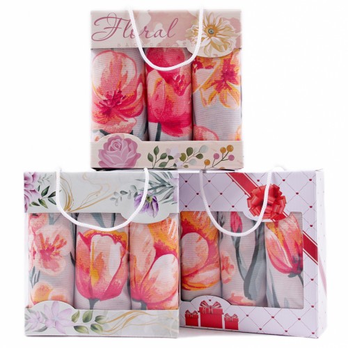 Набор полотенец рогожка 40х75 см в коробке 3 штуки 1360-1П рд в Уфе