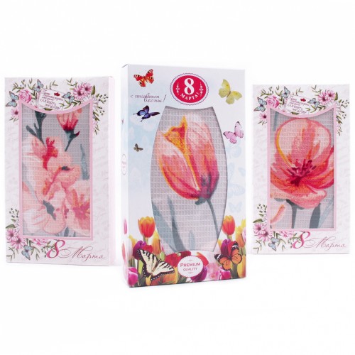 Набор полотенец из рогожки 40х75 см в шоколадке 8 марта 1360-1П рд из Иваново