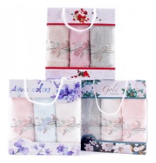 Набор полотенец  махровое 6802874 в сумочке МР+МР+МР