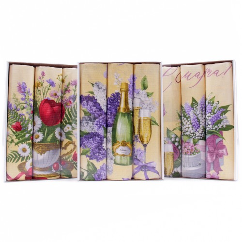 Набор вафельных полотенец Купон 50х63 см 3 штуки в коробке 29483-1 тк из Иваново