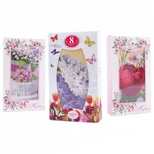 Набор вафельных полотенец Купон 50х63 см в шоколадке 8 марта 29483-1 тк из Иваново