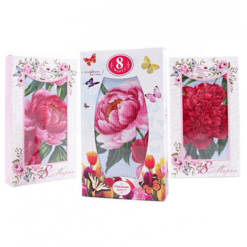 Набор вафельных полотенец Купон 50х63 см 29438-1 Тейково в шоколадке 8 марта из Иваново