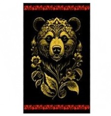 Полотенце махровое жаккардовое пестротканое Медведь под хохлому 7994