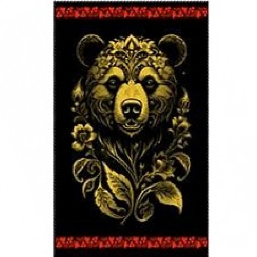 Полотенце махровое жаккардовое пестротканое Медведь под хохлому 7994 из Иваново