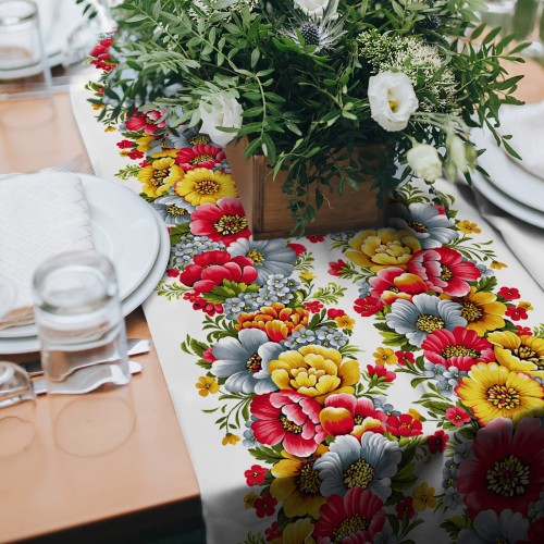 Салфетка-дорожка на стол хлопковая Жостовская дорожка 29408-1 тк из Иваново