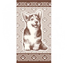 Полотенце махровое  жаккардовое пестротканое Корги-малыш 7876
