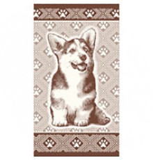 Полотенце махровое  жаккардовое пестротканое Корги-малыш 7876