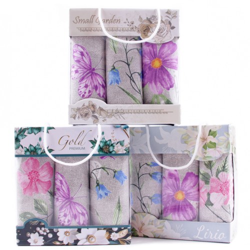 Набор полотенец рогожка 40х75 см в коробке 3 штуки 500131-1 тдл из Иваново