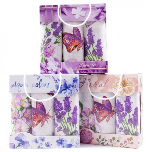 Набор полотенец рогожка 40х75 см в коробке 3 штуки 813-1П рд из Иваново