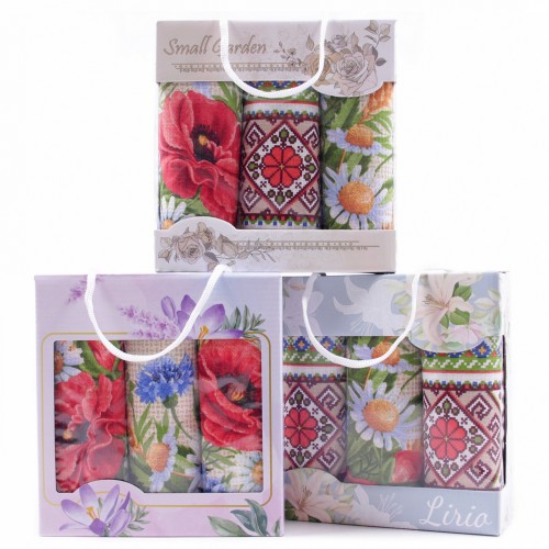 Набор полотенец рогожка 40х75 см в коробке 3 штуки 18752-1 тк из Иваново