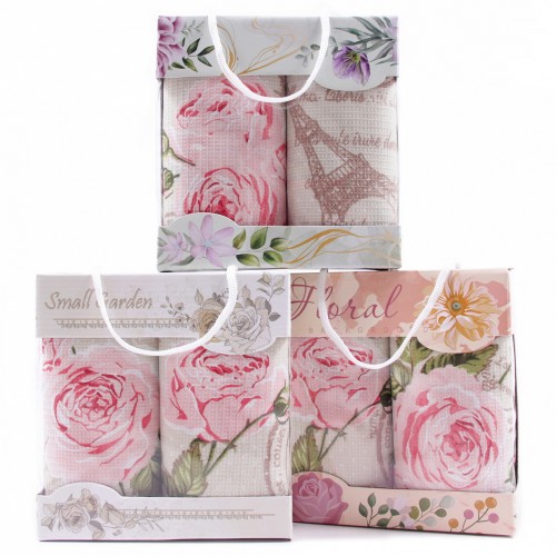 Набор вафельных полотенец 40х75 см 2 штуки в сумочке 775-1 рд из Иваново