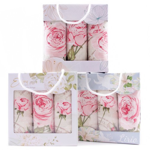 Набор вафельных полотенец 40х75 см 3 штуки в сумочке 775-1 рд из Иваново