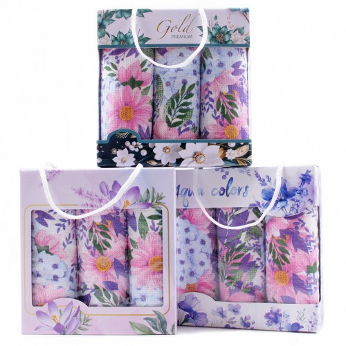 Набор вафельных полотенец 40х75 см 3 штуки в сумочке 804-1П рд из Иваново